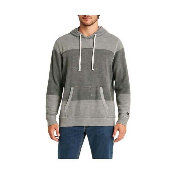 Billabong Mens Gray Striped Drawstring Hoodie Kangaroo Pocket Size Large - Picture 1 of 12